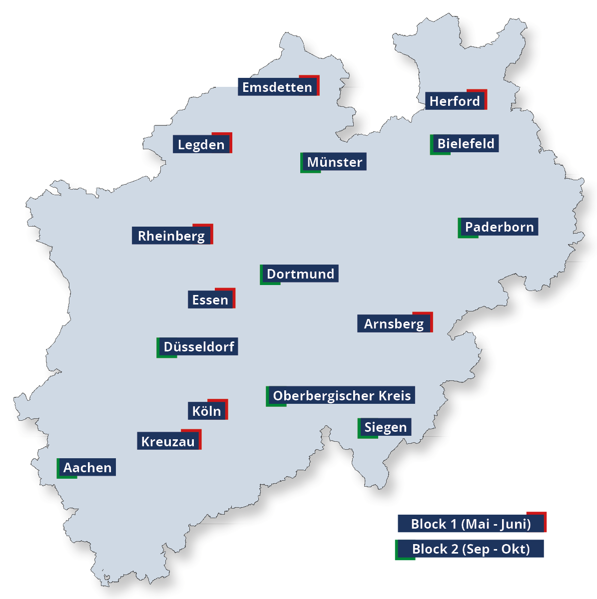16 Aktionstage in NRW - Karte der Veranstaltungsorte